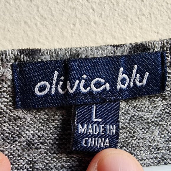 Olivia Blu Gray/Black Geometric Print Batwing Jersey Size Large - Picture 10 of 16